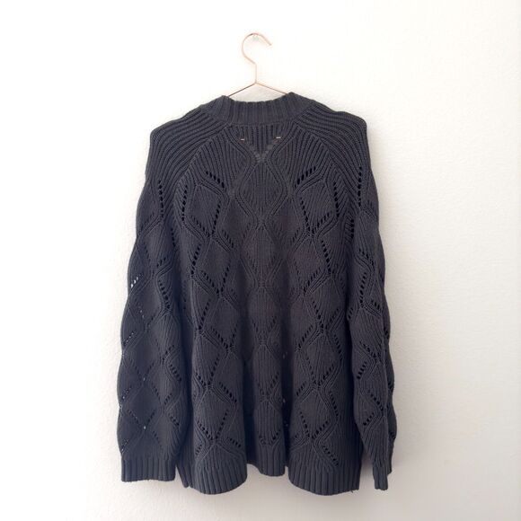 Old Navy Charcoal Black Pointelle-Knit Open-Front Cardigan Size XL - Picture 5 of 5